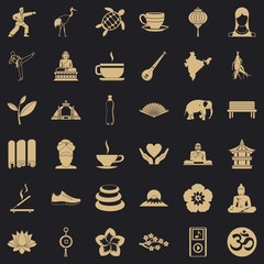 Yoga lesson icons set. Simple style of 36 yoga lesson vector icons for web for any design