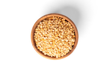 Split peas isolated on white background.