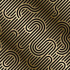 Vector geometric striped pattern - seamless luxury gold gradient design. Rich endless background. Repeatable texture