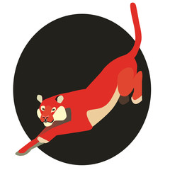 Red tiger flat illustration on white