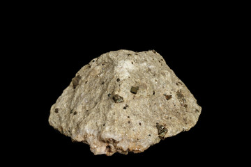 Macro mineral stone Pyrite on a black background