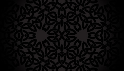 Black background with celtic decorative pattern