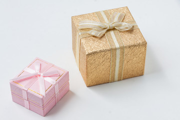 gift box with ribbon and bow on white background