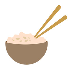 Bowl of rice flat illustration on white