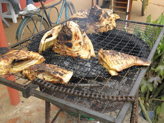 Grillfisch mit fahrradkette