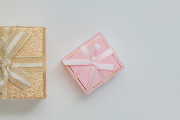 gift box with ribbon and bow on white background