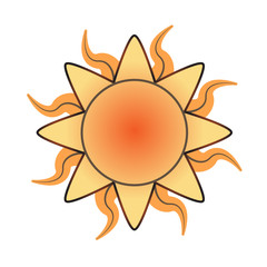 Scorching sun flat illustration on white