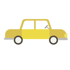 Yellow car flat illustration on white