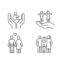 Child custody linear icons set