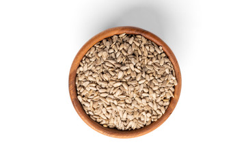 Sunflower seeds isolated on white background. 