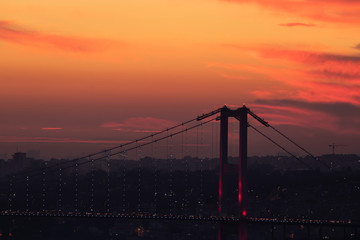 Fototapeta na wymiar Bosphorus Bridge istanbul Turkey ( July 15 martyr bridge ) magnificent view of istanbul