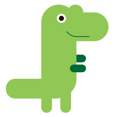 Green dinosaur flat illustration on white