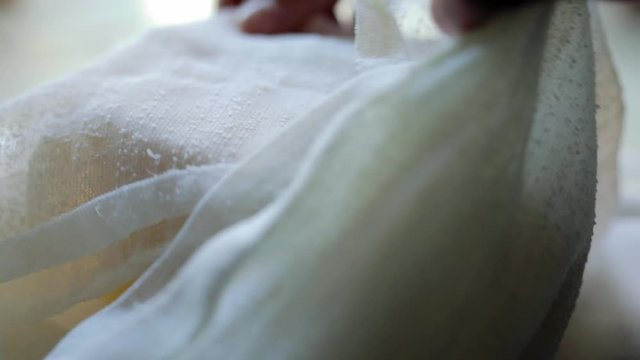 Preparing healthy cheese, close up