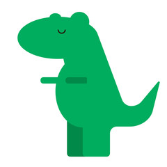 Green dinosaur flat illustration on white