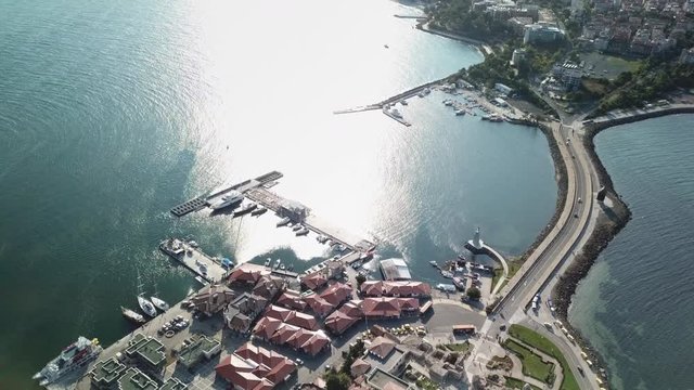 Aerial view of Nessebar, ancient city on the Black Sea coast of Bulgaria