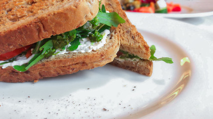 Vegetarian sandwiches.Sandwiches made with healthy ingredients.