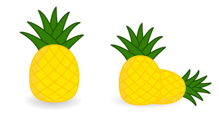 Simple pineapple icon, version with single and two fruits.