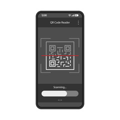 QR code scanning app interface vector template