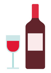 Bottle and glass of red wine vector icon flat isolated