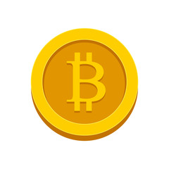 Obraz premium Bitcoin sign icon isolated on background. Internet money. Crypto currency symbol and coin image. Blockchain based secure cryptocurrency. Vector flat design