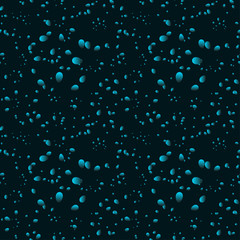 Heavenly iridescent drops and petals on a black background in nacre.