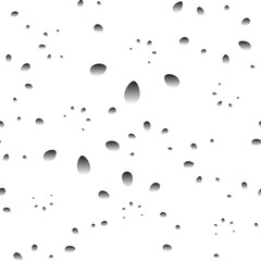 Gray drops and petals on a white background in nacre.