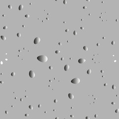 Monochrome drops and petals on a gray background in nacre.