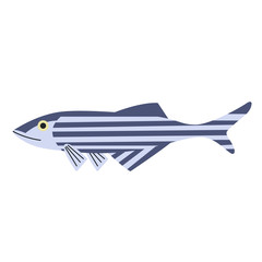 Striped fish flat illustration on white