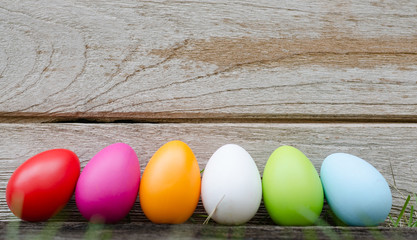 Easter eggs on green grass. Spring holidays concept