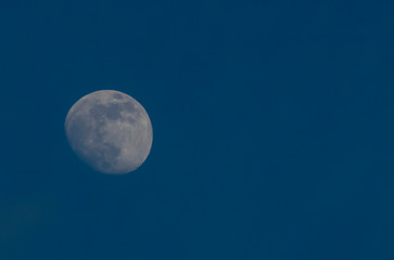 View of the moon from the earth in the evening.
