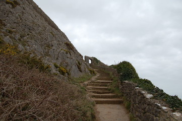 Fototapeta na wymiar Stone steps, old castle