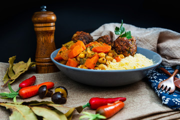 traditional moroccan dish couscous Meat ball