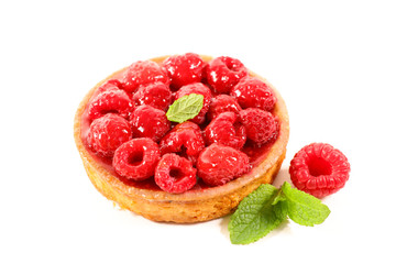 raspberry cake on white background
