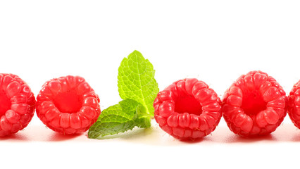 fresh raspberry on white background