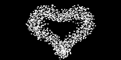 white heart on black background