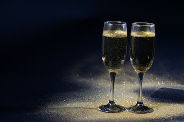 glass of white wine on a background