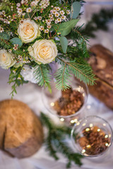 wedding table with floral arrangement prepared for reception, wedding, birthday or event...