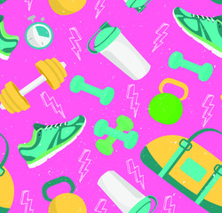 Fitness elements seamless background vector illustration