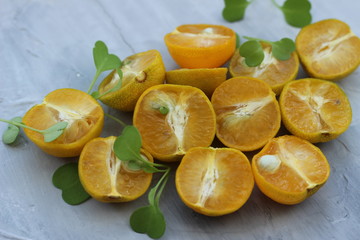 organic background from orange. The concept of healthy drinks, copy space, closeup