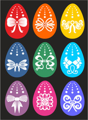 Happy Easter greeting card with many eggs