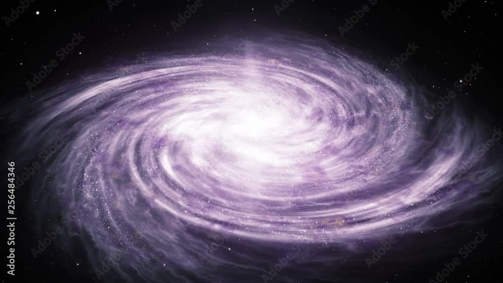 Wall mural seamless loop of spiral milky way galaxy rotation in space filled with stars and nebulae. bright gal