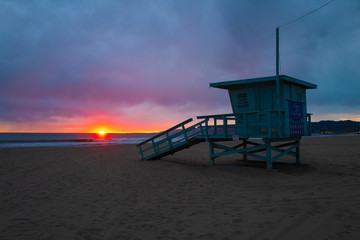 Fototapeta na wymiar Santa Monica Beach Sunset