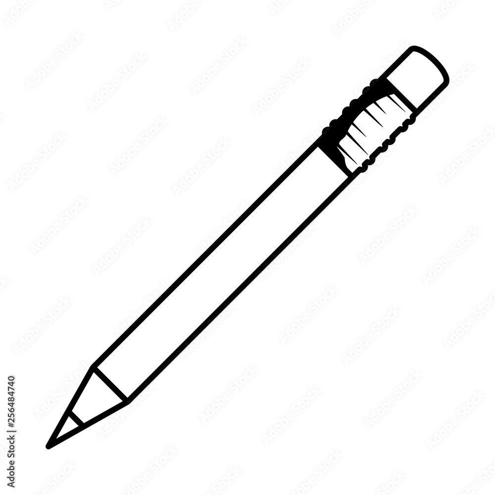 Sticker pencil writing isolated icon