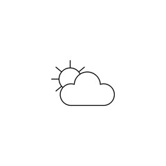 Cloud with sun icon. Line style. Cloudly weather