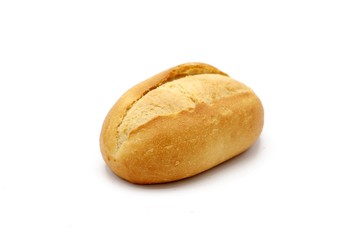 Fototapeta na wymiar bun - freshly baked wheat bun isolated on white