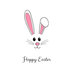 Easter bunny - cute poster with wishes. Vector