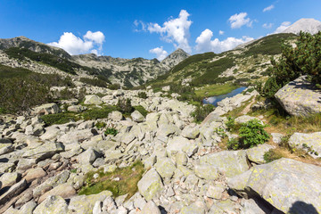 Summer landscape of Muratov peak and mountain river, Pirin Mountain, Bulgaria