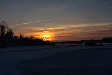 Sonnenuntergang im Winterlichem Allgäu 