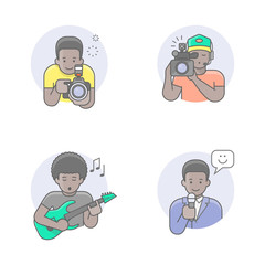 Fototapeta premium Media professions african man avatars