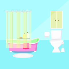 flat illustration of home bathroom interior